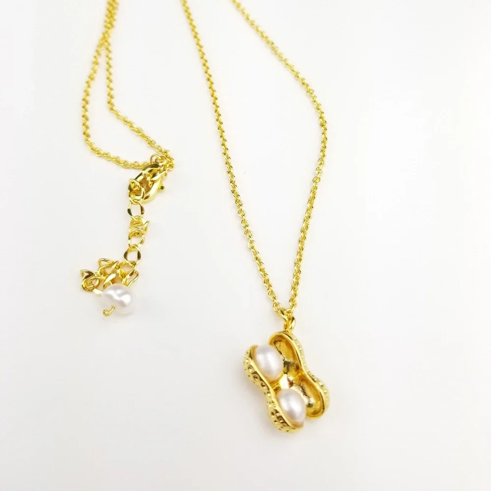 Peanut 18k Gold Plated & Peal Necklace - Picture 1 of 7